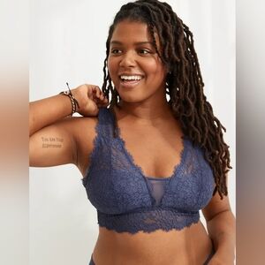New Aerie Eyelash Lace Padded Plunge Bralette